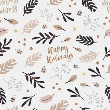Christmas seamless pattern with twigs. Illustrazione stock