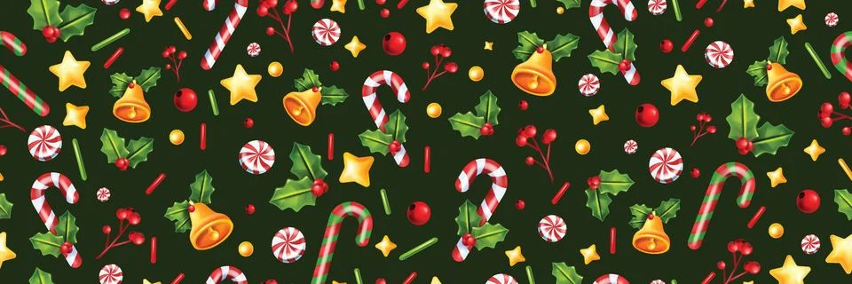 Christmas seamless pattern, vector 3D New Year confetti winter background イラスト素材