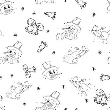Christmas seamless pattern. Vector illustration of a merry snowman seamless p Illustrazione stock