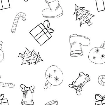 Christmas seamless pattern. Vector illustration of christmas decorations seam Stock Illustration