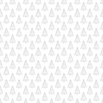 Christmas seamless pattern. Vector texture with linear trees. Background for  Stock Illustration