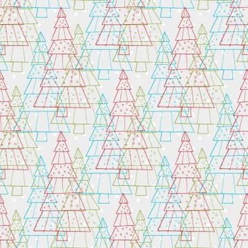 Christmas seamless pattern. Vector wrapping texture with trees. Background fo Stock Illustration