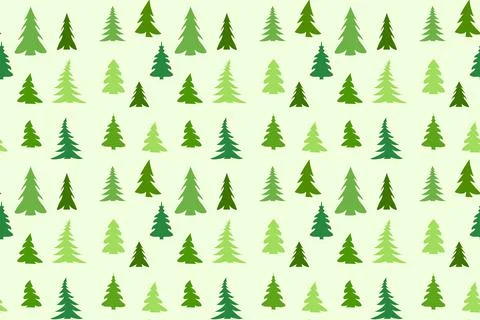 Christmas seamless pattern, white background. Forest deer, green fir, spruce Stock Illustration