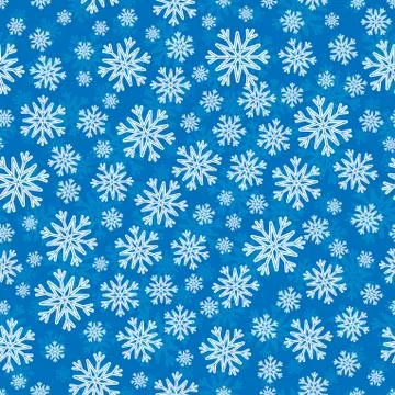 Christmas seamless pattern with white blue snowflakes Stock Illustration