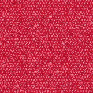 Christmas seamless pattern, white line icons on red background Stock Illustration