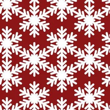 Christmas seamless pattern, white snowflake on red New Year background for de Stock Illustration