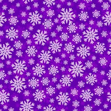 Christmas seamless pattern with white snowflakes over violet background. Stock Illustration