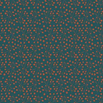 Christmas seamless pattern with wild berries. Autumnal plants, holy tree leav Stock Illustration