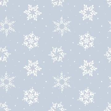 Christmas seamless Pattern. Winter Snowflake vector pattern. Flat line snowing Stock Illustration
