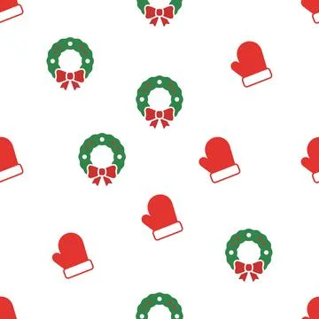 Christmas seamless pattern with wreaths and mittens. Stock-Illustration