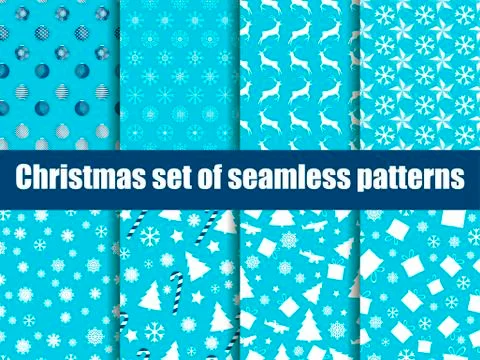 Christmas seamless patterns. Christmas trees, snowflakes and toys. Vector i.. Illustrazione stock