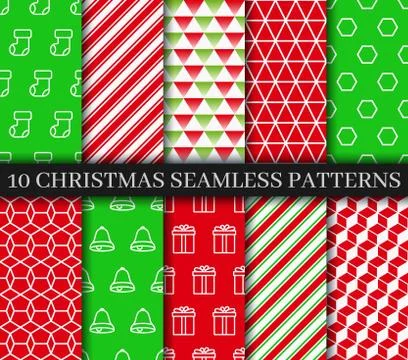 Christmas seamless patterns collection. New year texture. Festive seamless ba Stock Illustration