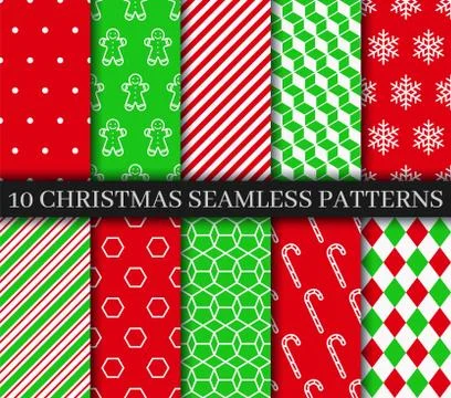 Christmas seamless patterns collection. New year texture. Seamless background Stock Illustration