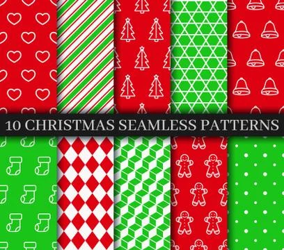 Christmas seamless patterns collection Seamless background with gingerbread,  Stock Illustration