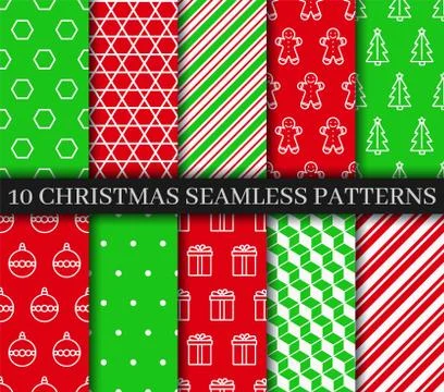 Christmas seamless patterns collection. Vector New year texture. Festive seam Stock Illustration