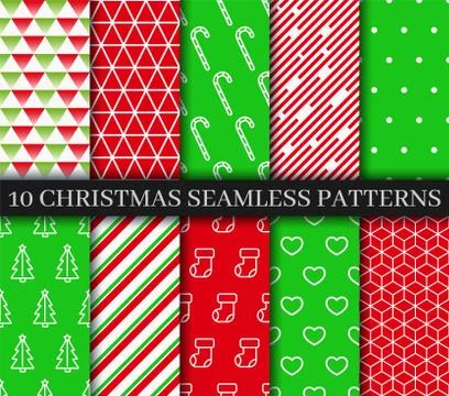 Christmas seamless patterns collection. Xmas New year texture. Seamless backg Stock Illustration