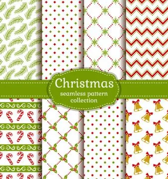 Christmas seamless patterns. Vector set. Stock Illustration