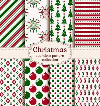 Christmas seamless patterns. Vector set. Stock Illustration