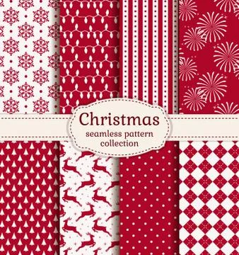 Christmas seamless patterns. Vector set. Stock Illustration