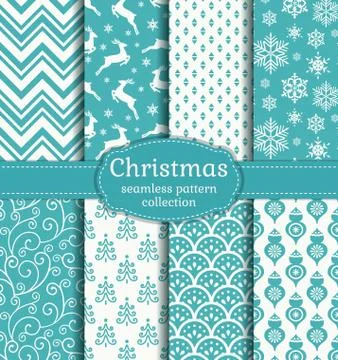 Christmas seamless patterns. Vector set. Stock Illustration