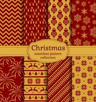 Christmas seamless patterns. Vector set. Stockillustratie