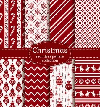 Christmas seamless patterns. Vector set. Stock Illustration