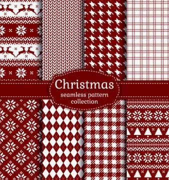 Christmas seamless patterns. Vector set. Stock Illustration