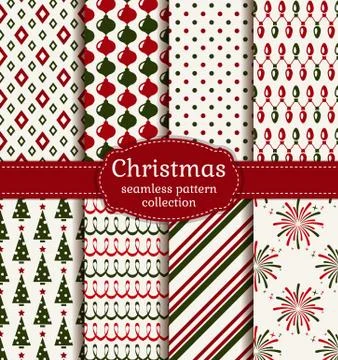 Christmas seamless patterns. Vector set. Stock Illustration