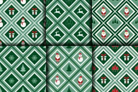 Christmas seamless pattern,winter collection on geometric background for deco Stock Illustration