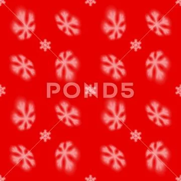 Red Seamless Snowflakes Pattern. Vector Snow Background. Christmas