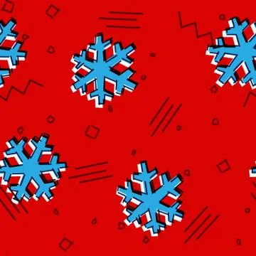 Christmas seamless snowflakes pattern with memphis styled snow stars for holi Illustrazione stock