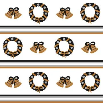 Christmas seamless vector border pattern in horizontal repeating stripes of g Illustrazione stock