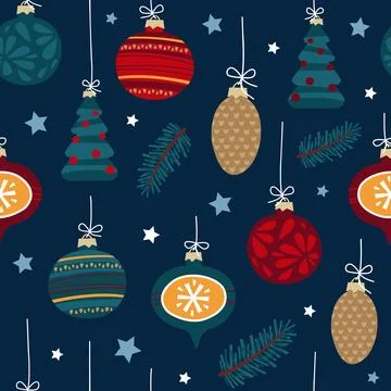 Christmas seamless vector pattern with Christmas decorations. For fabrics, wr Stockillustratie