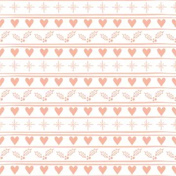 Christmas Seamless vector pattern with hearts and snowflakes Stock Illustration