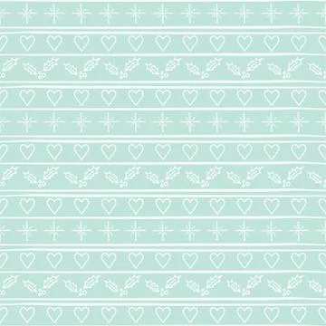 Christmas Seamless vector pattern with hearts and snowflakes. Stock Illustration