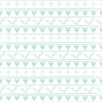 Christmas Seamless vector pattern with hearts and snowflakes. Stock Illustration