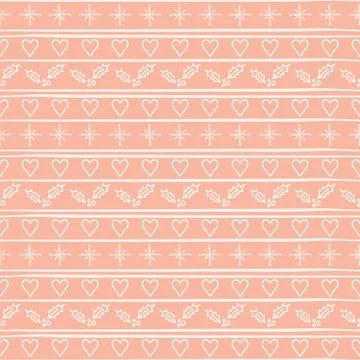 Christmas Seamless vector pattern with hearts and snowflakes Stock Illustration