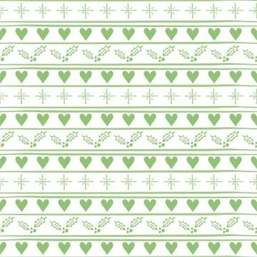 Christmas Seamless vector pattern with hearts and snowflakes. Stock Illustration