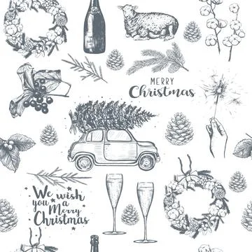 Christmas seamless vector pattern illustration. Stock Illustration