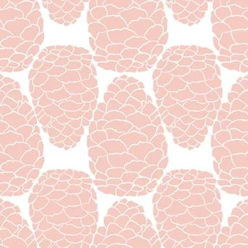 Christmas seamless vector pattern with pine cones. Hand drawn in vintage styl Stock Illustration