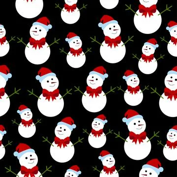 Christmas seamless vector pattern with snowmen. Contains a flat illustration. Stock Illustration
