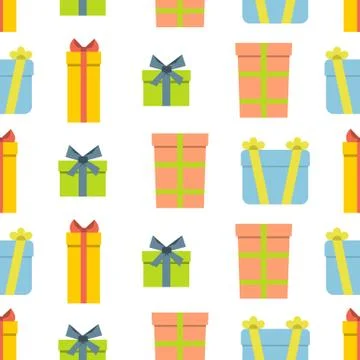 Christmas semless pattern with gift box on white background 스톡 일러스트
