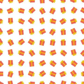 Christmas semless pattern with gift box on white background 스톡 일러스트