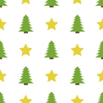 Christmas semless pattern with star and Christmas tree Illustrazione stock