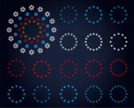 Christmas set with design elements flower wreaths, floral laurels. Snow flake Stock Illustration