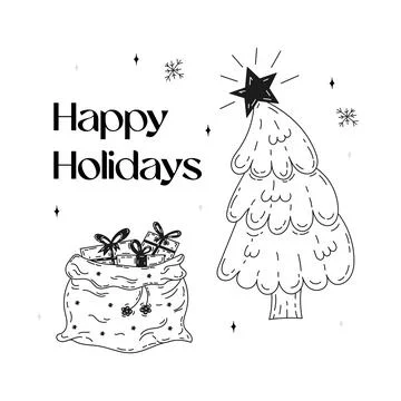 Christmas set of doodle elements. Stock Illustration