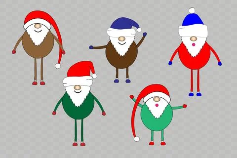 Christmas set of elements. Christmas collection, icons. Funny dwarves in イラスト素材