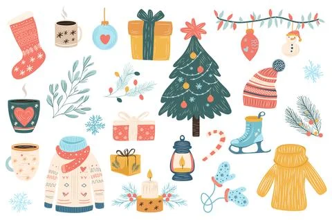 Christmas Set Elements Stock Illustration