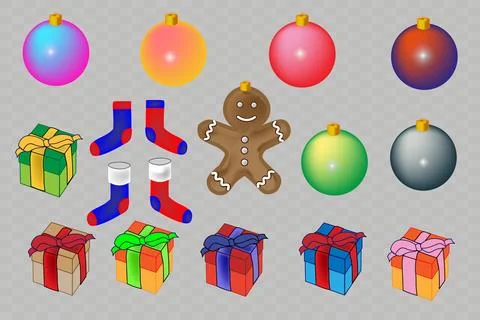 Christmas set of elements on a transparent background, isolated. Christmas Illustrazione stock