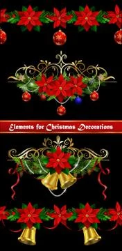 Christmas set elements for your designs 库存插图
